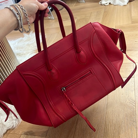 Celine Handbags - Red Celine Phantom Tote Medium